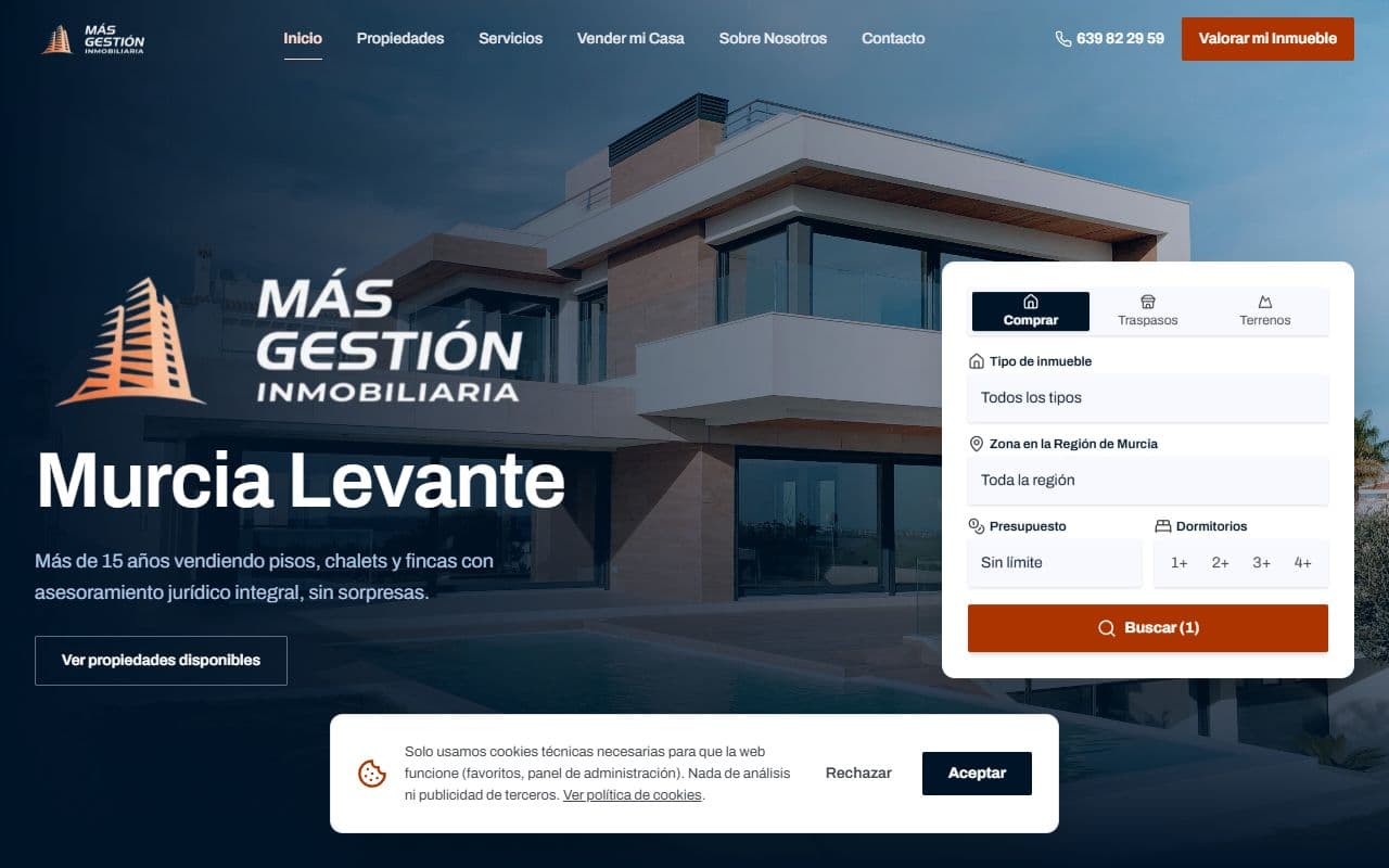 Captura de MásGestión Inmobiliaria